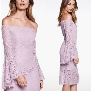 BARDOT REVOLVE Solange Lace Bell Sleeve Midi Dress Lilac Lavender